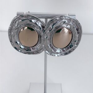 Revolve Hammered Silver-Tone Two-Tone Round Post Statement Earrings